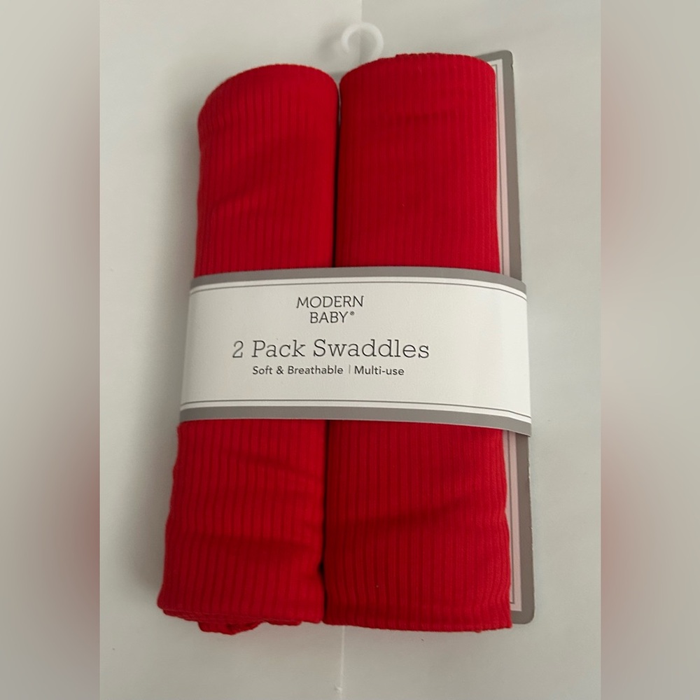 New 2 Pack Red Swaddles Modern Baby Unisex 40” x 40” V